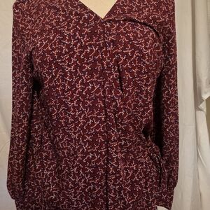 Talbots Red and Blue Patterned Blouse